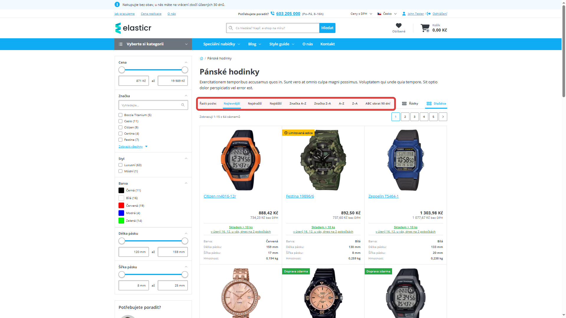 Ukázka typů řazení