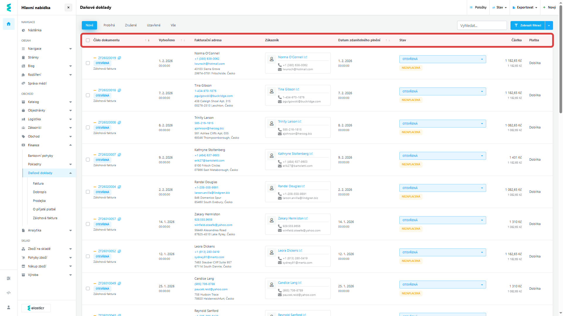 Vybrané sloupce se zobrazí i v exportním souboru