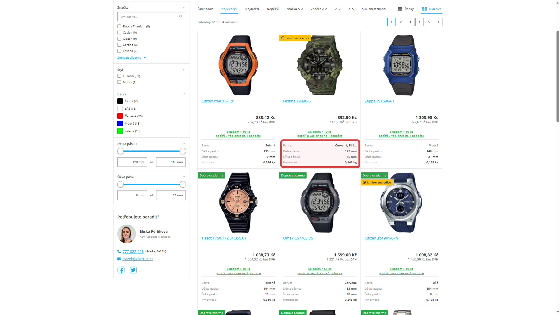 Více parametrů na produktu indikují tři tečky (...)